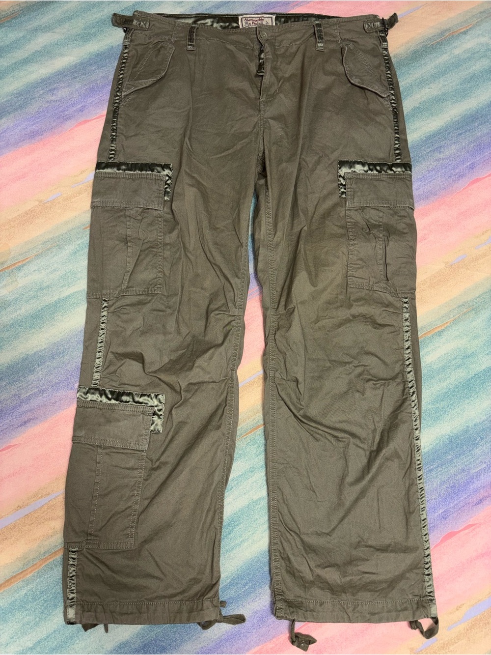 Abercrombie & Fitch Vintage Cargo Paratrooper Pants Y2K Olive Green size L